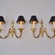Pair brass wall lights sconces, twin arm, Neoclassical, 1950`s ca, English