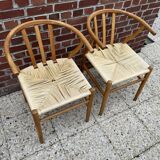 2 Scandinavian design chairs rope and teak