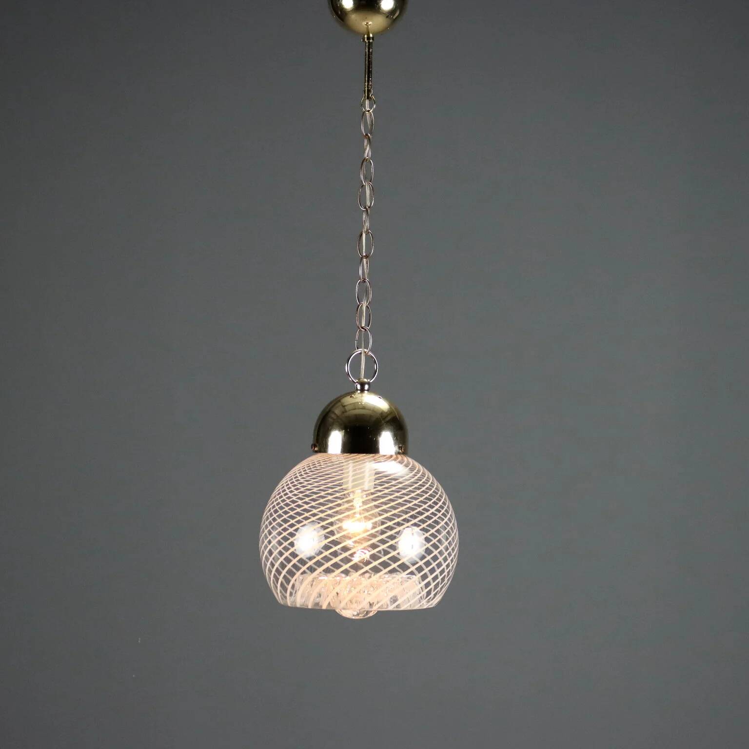 Vintage chrome metal suspension, Italian design from the 1970s.