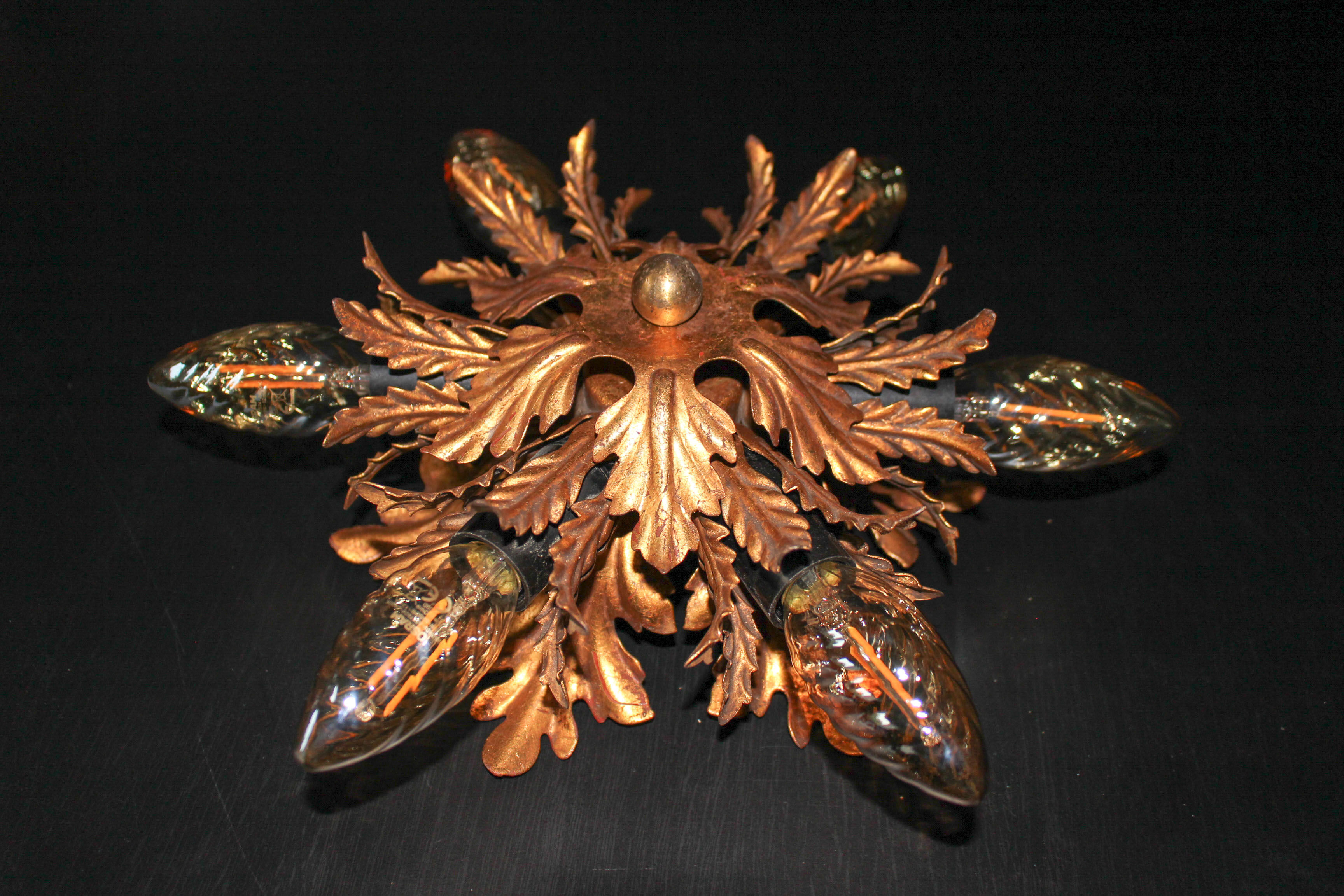 Banci firenze gilded flush mount italian wall lamp, 1960s