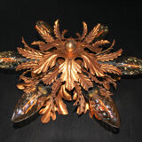 Banci firenze gilded flush mount italian wall lamp, 1960s
