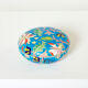 Large round box turquoise blue Art Deco Emaux de Longwy 1950