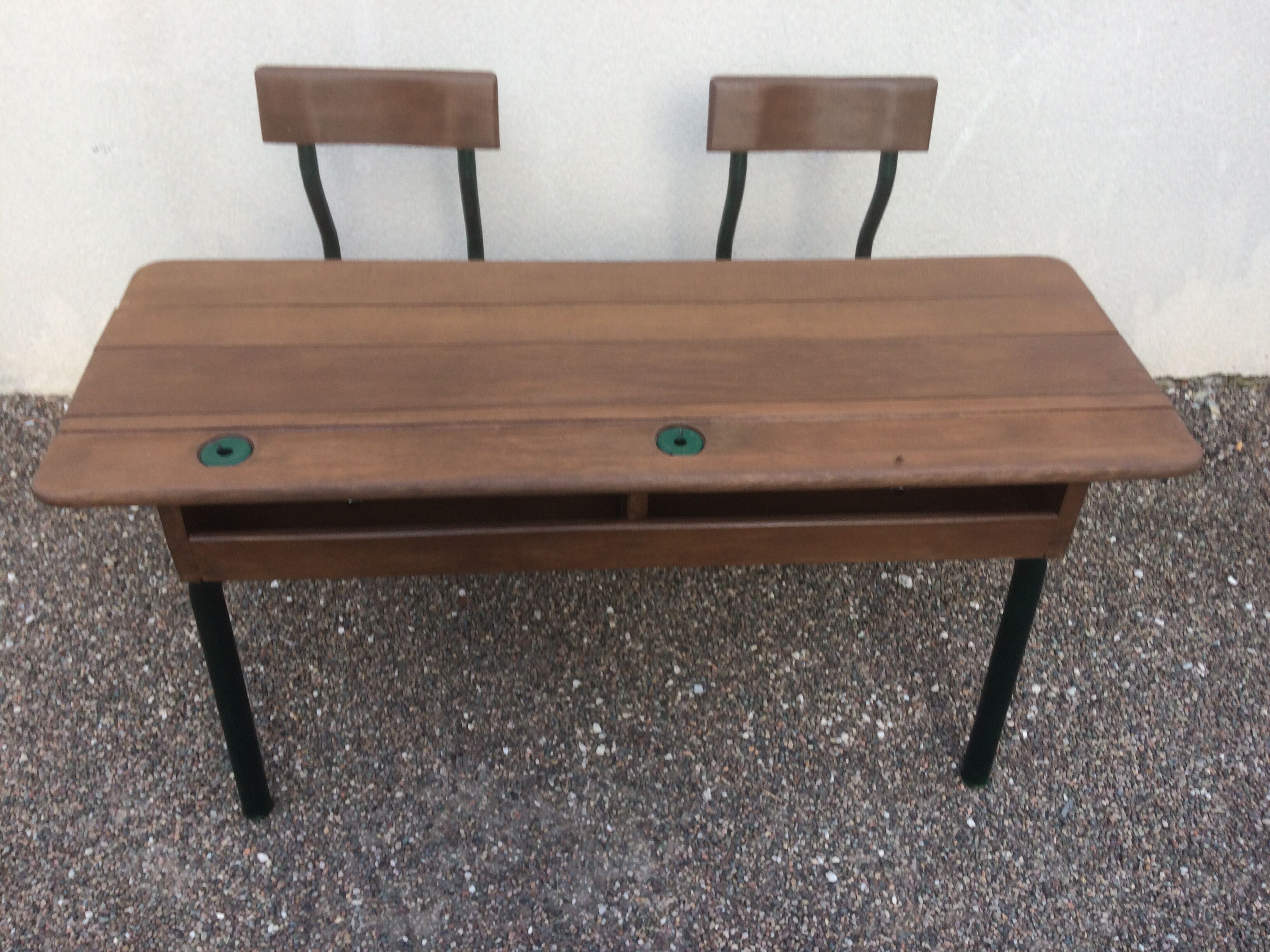 Old double student desk
