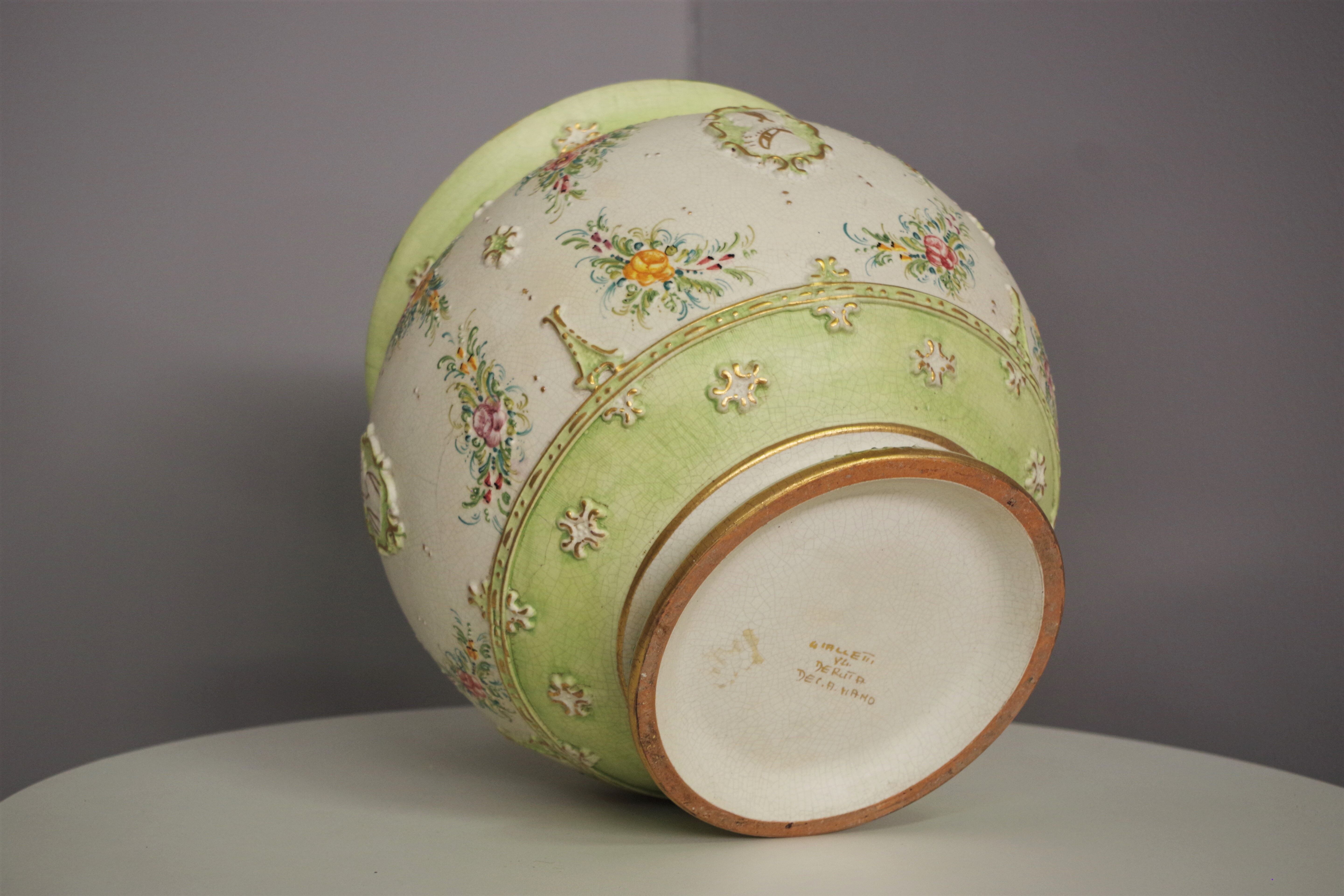 Hand-decorated G. Deruta vase, 1970s