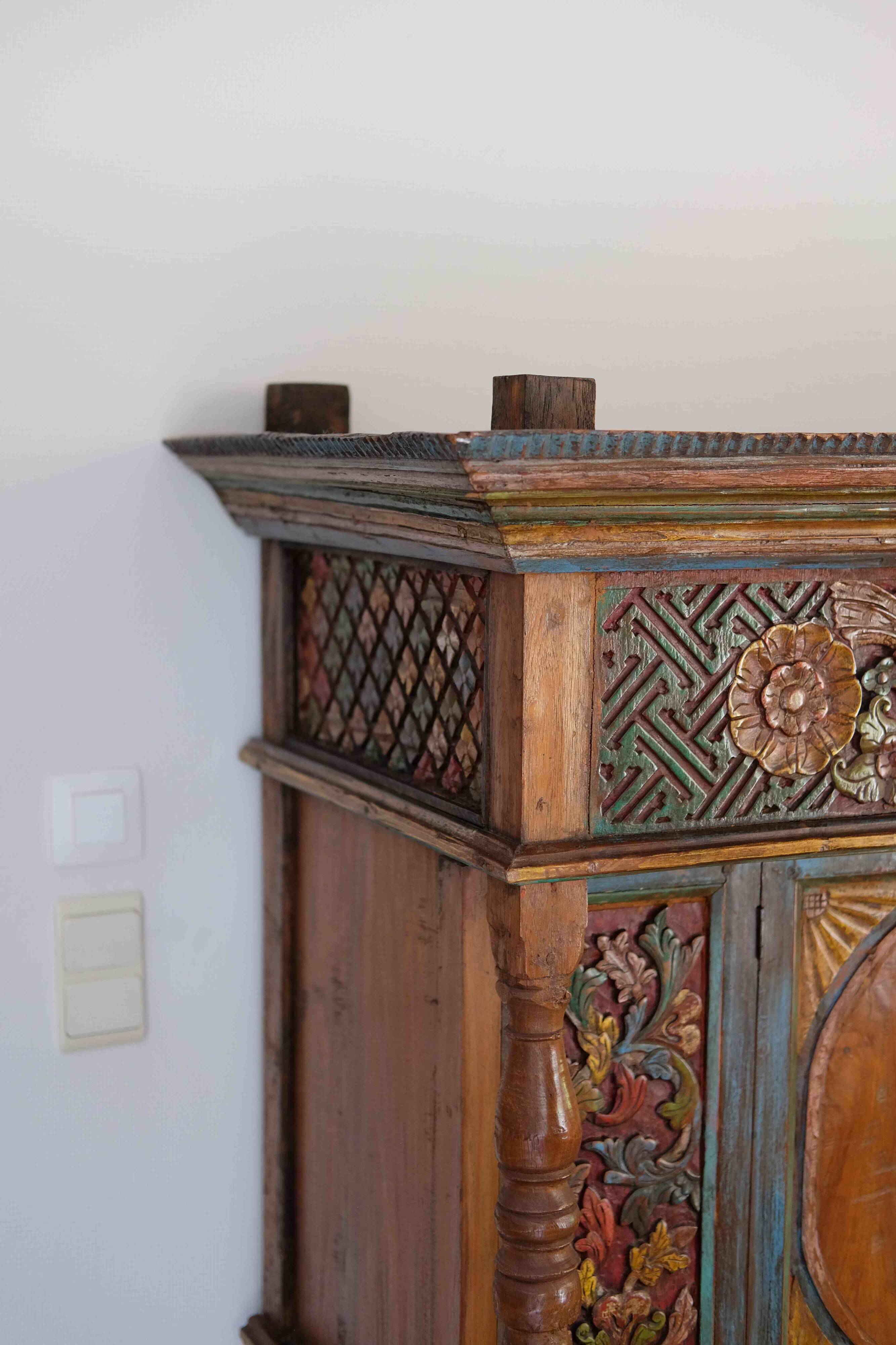 Large handcrafted Indonesian cabinet