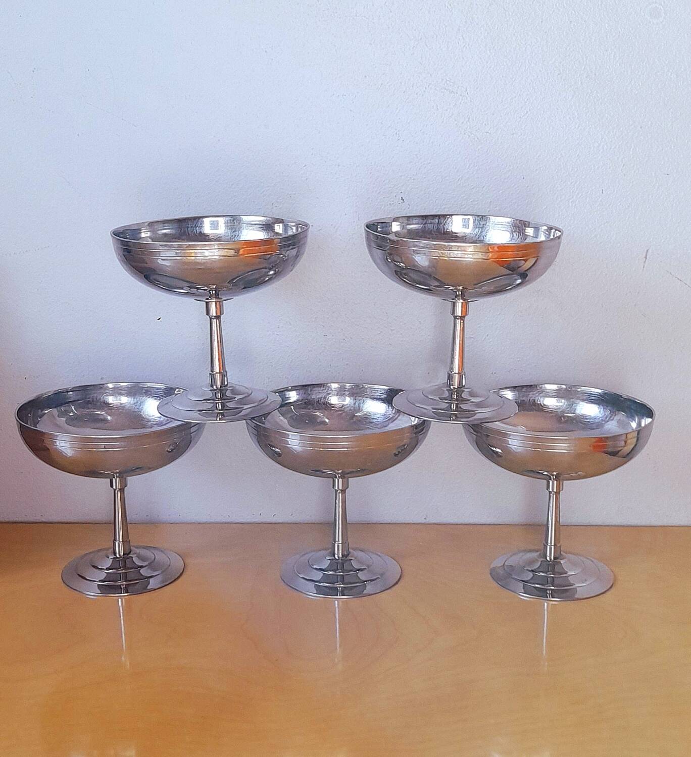 Set of 5 L'Etang Remy stainless steel ice cream cups
