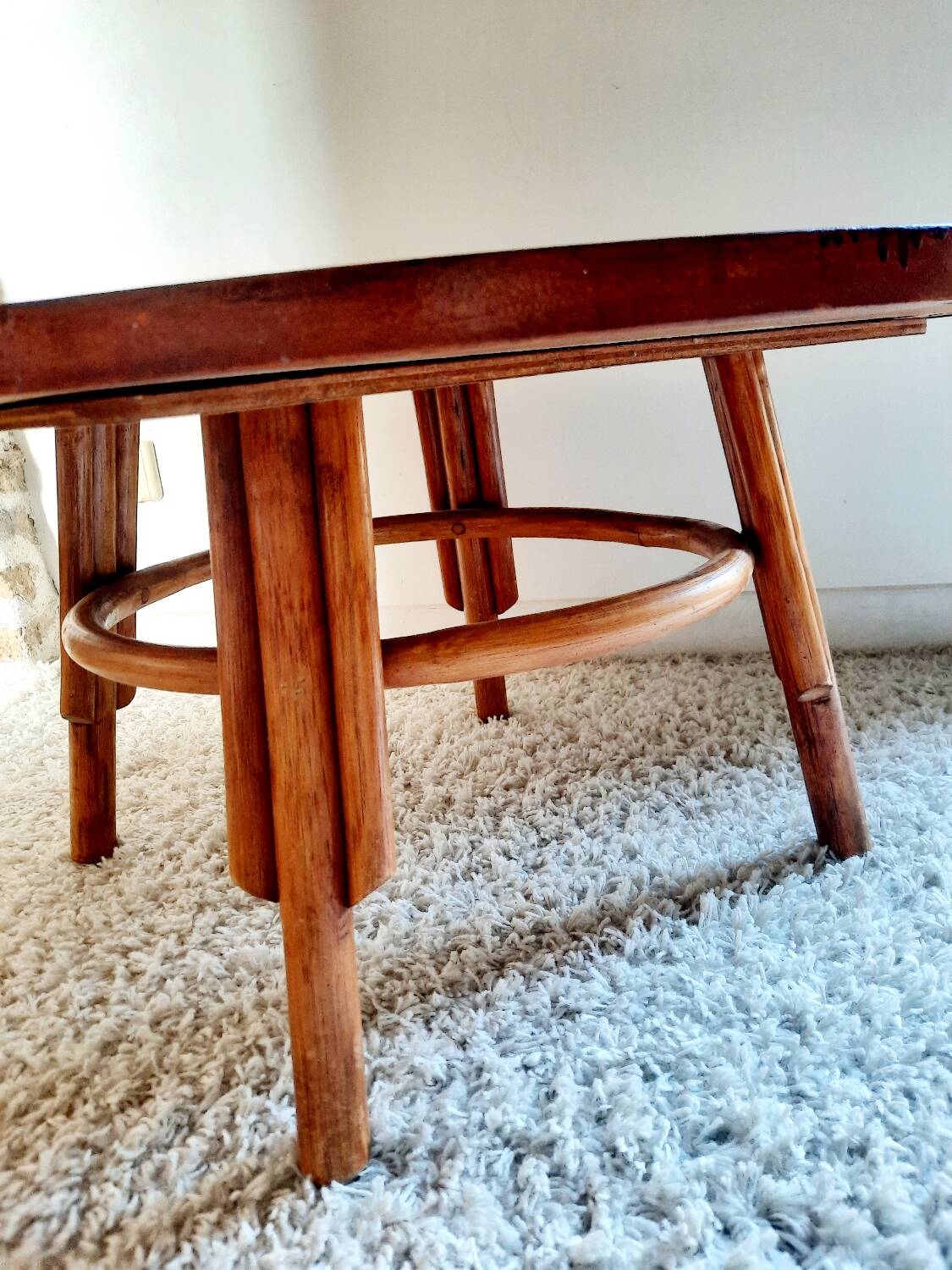 70s rattan coffee table