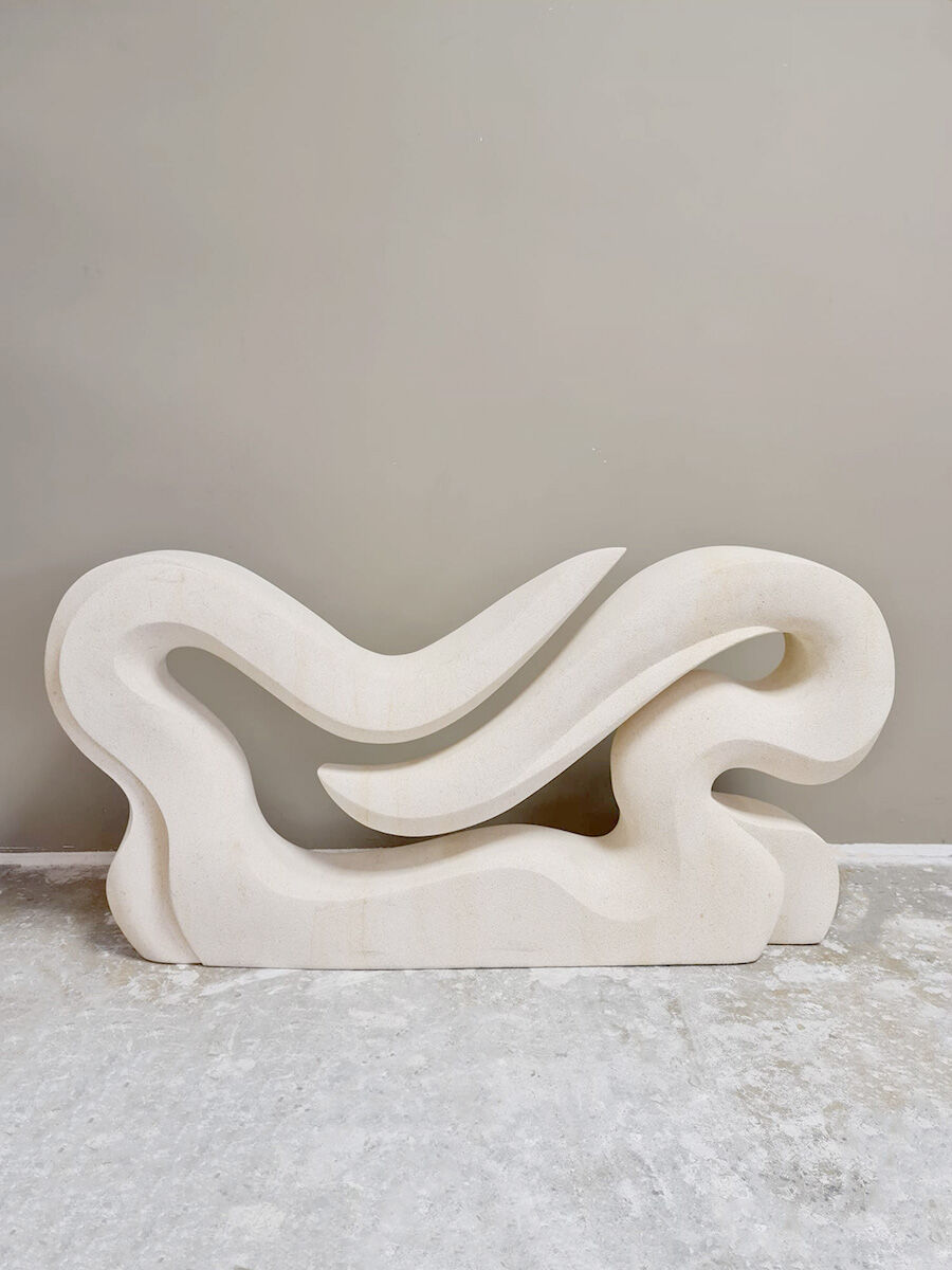 Vintage abstract art statue stone sculpture XL 'Wave'