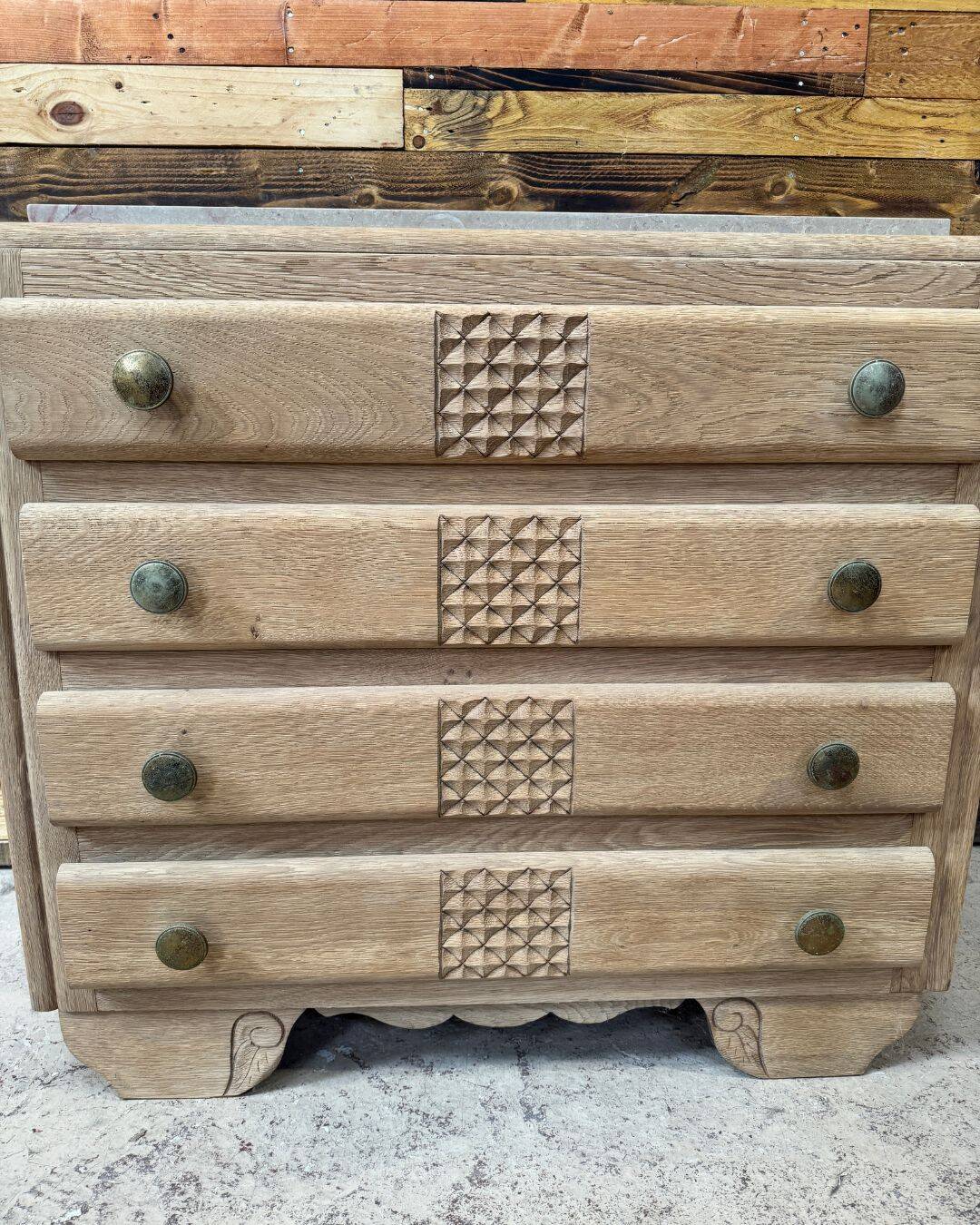 Art Deco commode in sandblasted oak