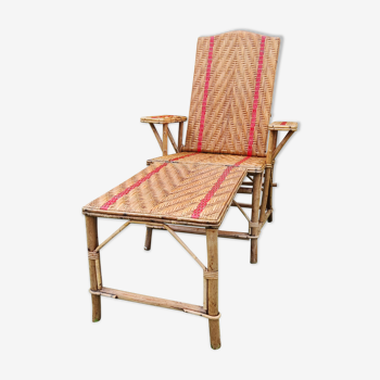 Wicker rattan chaise longue