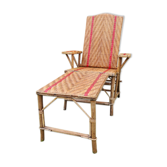 Chaise longue rotin osier