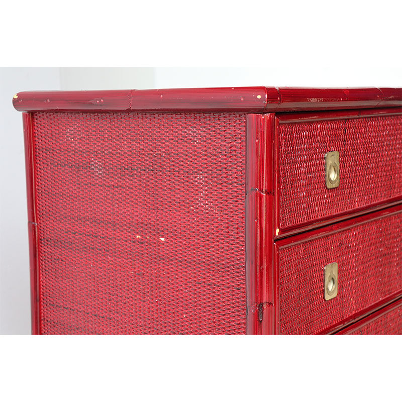 Vintage Dal Vera chest of drawers in bamboo and wicker, 1960