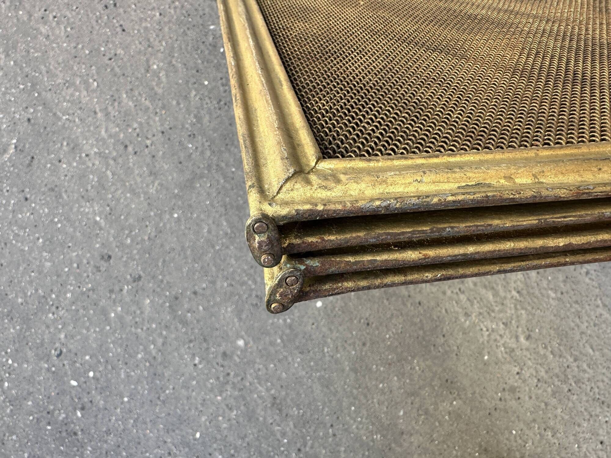 Antique 19th-century fireplace screen, French gilded spark guard.