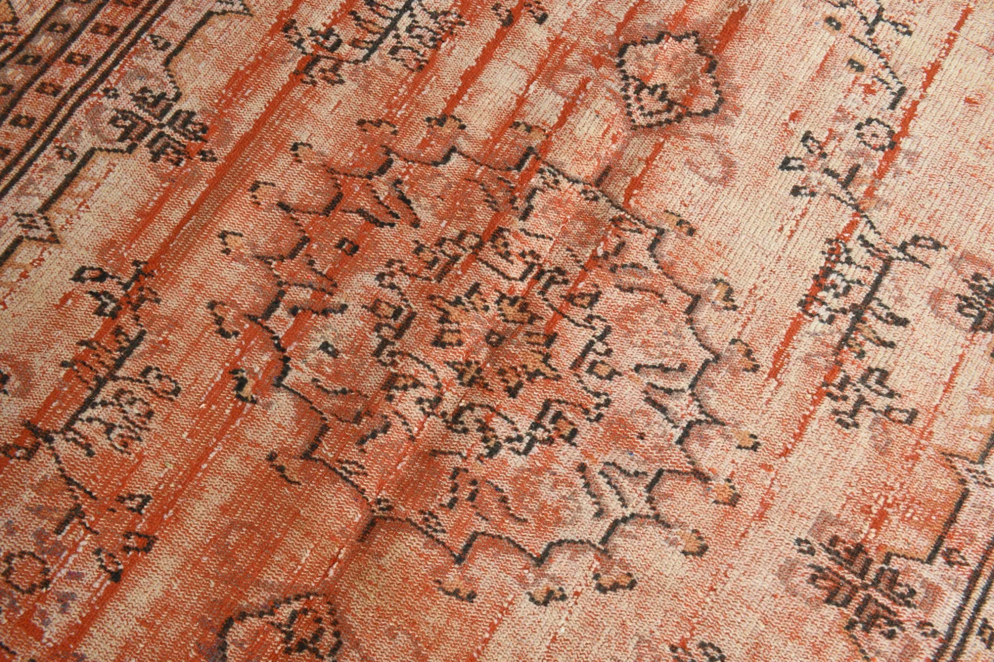Terracotta & Red Vintage Persian Rug, Turkish Handmade Wool Rustic Carpet