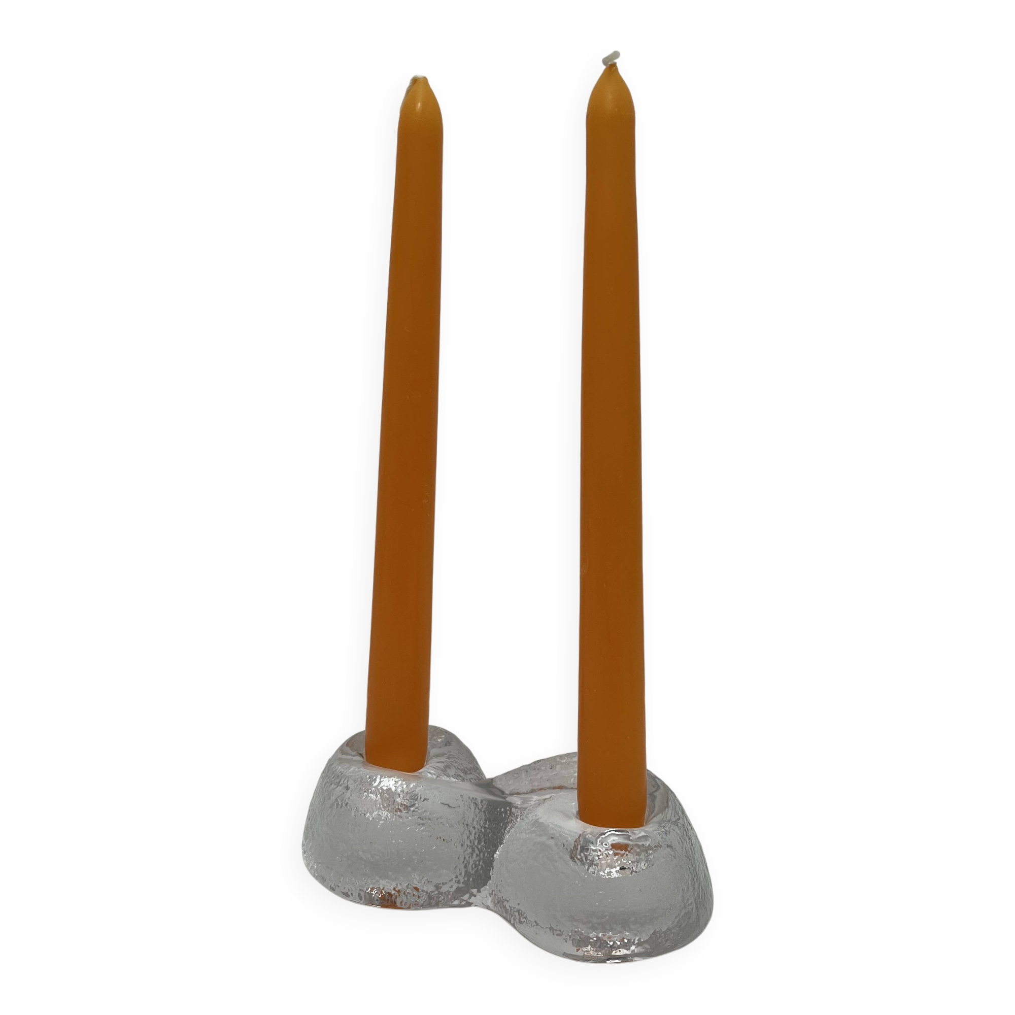 Orrefors Sweden glass candle holder vintage Suede design Lars Hellsten