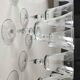 Set of 8 glasses with flared neck, in crystal. With frosted plant decoration. Height 16 cm