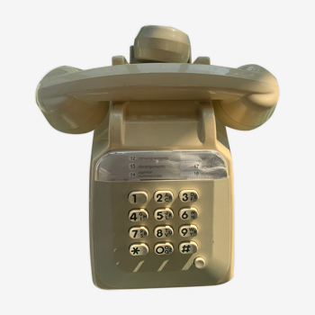 Téléphone en Bakélite écrue beige à touches socotel s63 vintage 1981