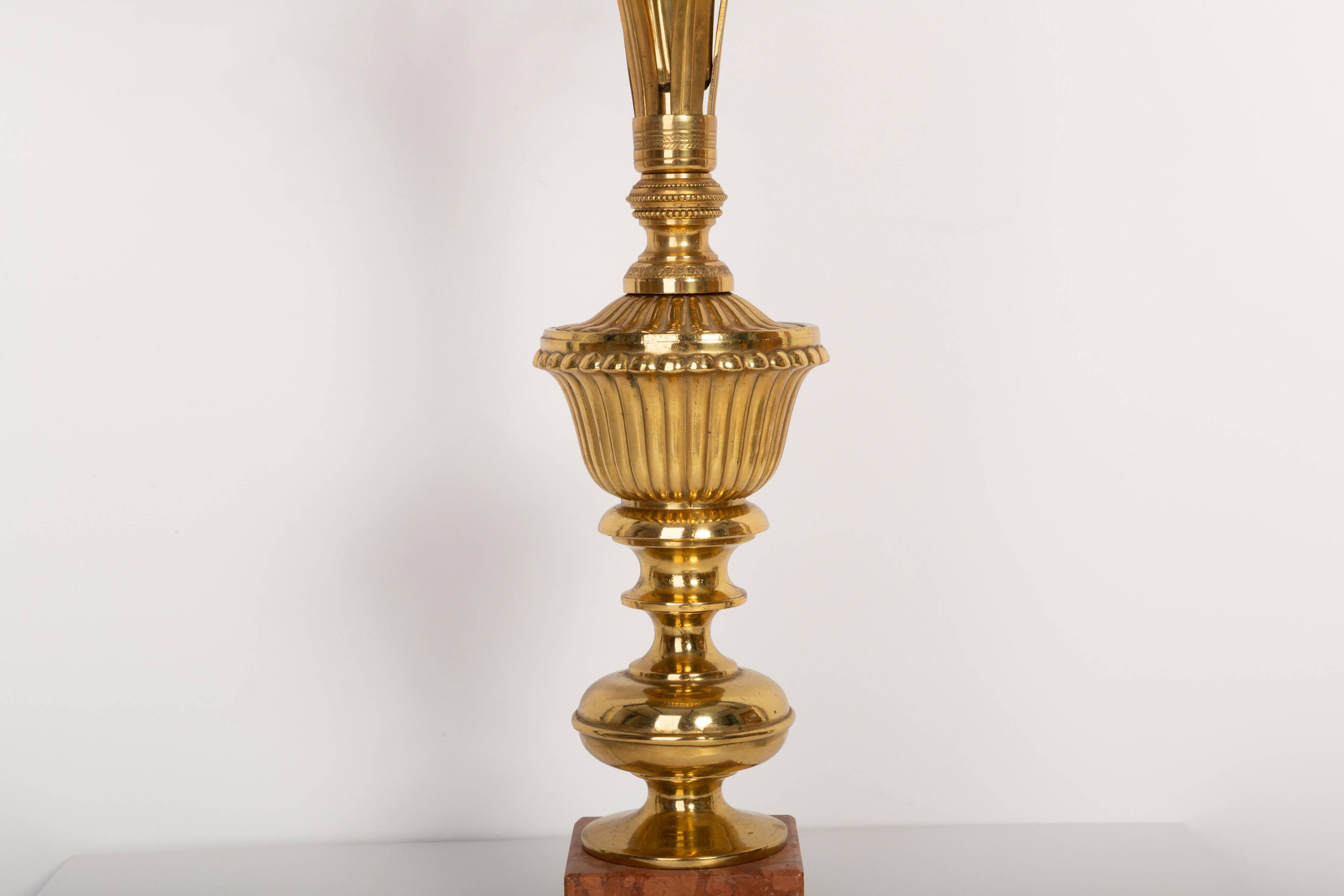 Mid-Century Hollywood Regency Orange Velvet Table Lamp, France, 1960s