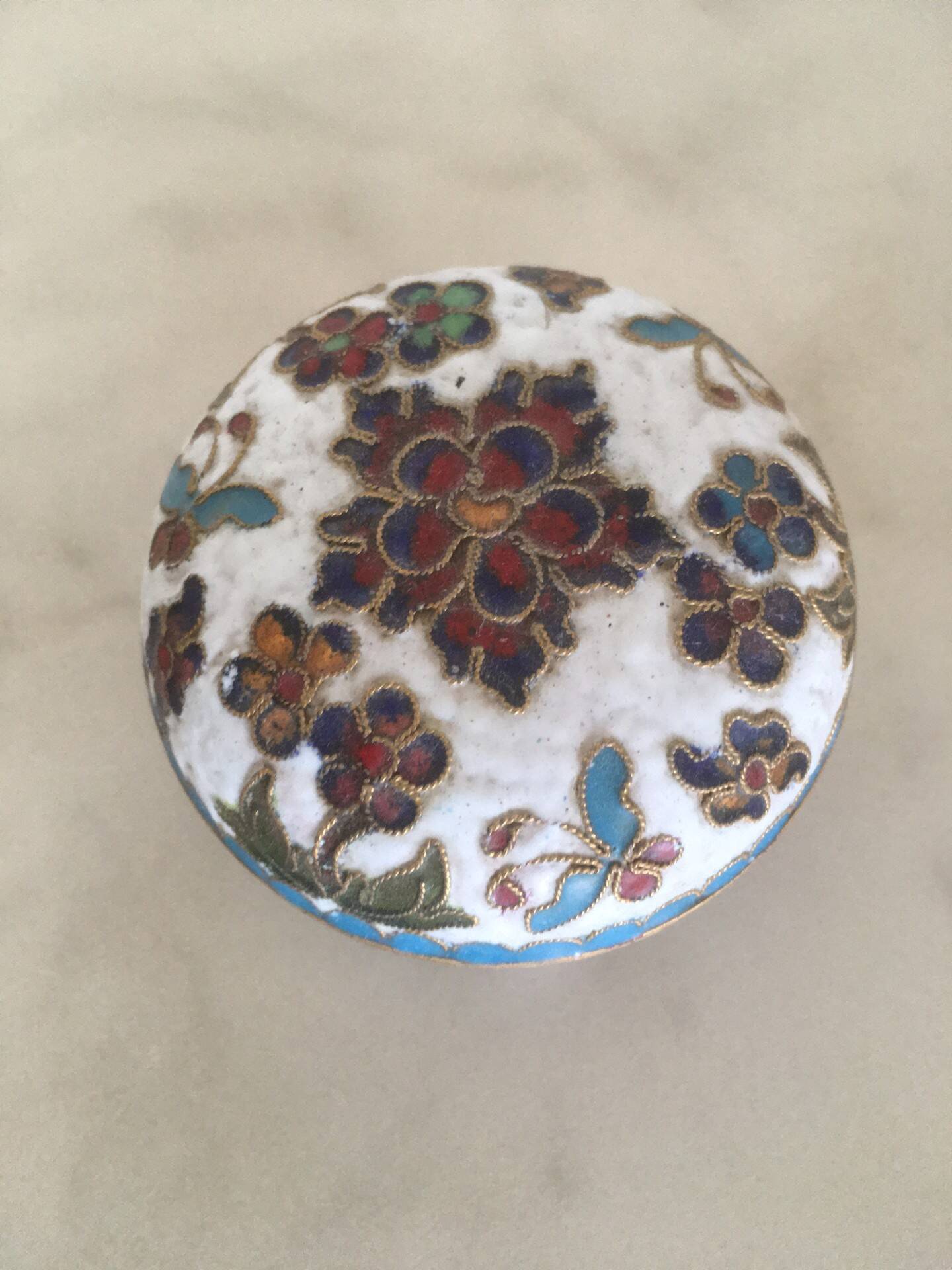 Boite ancienne emaux metal cloisonne