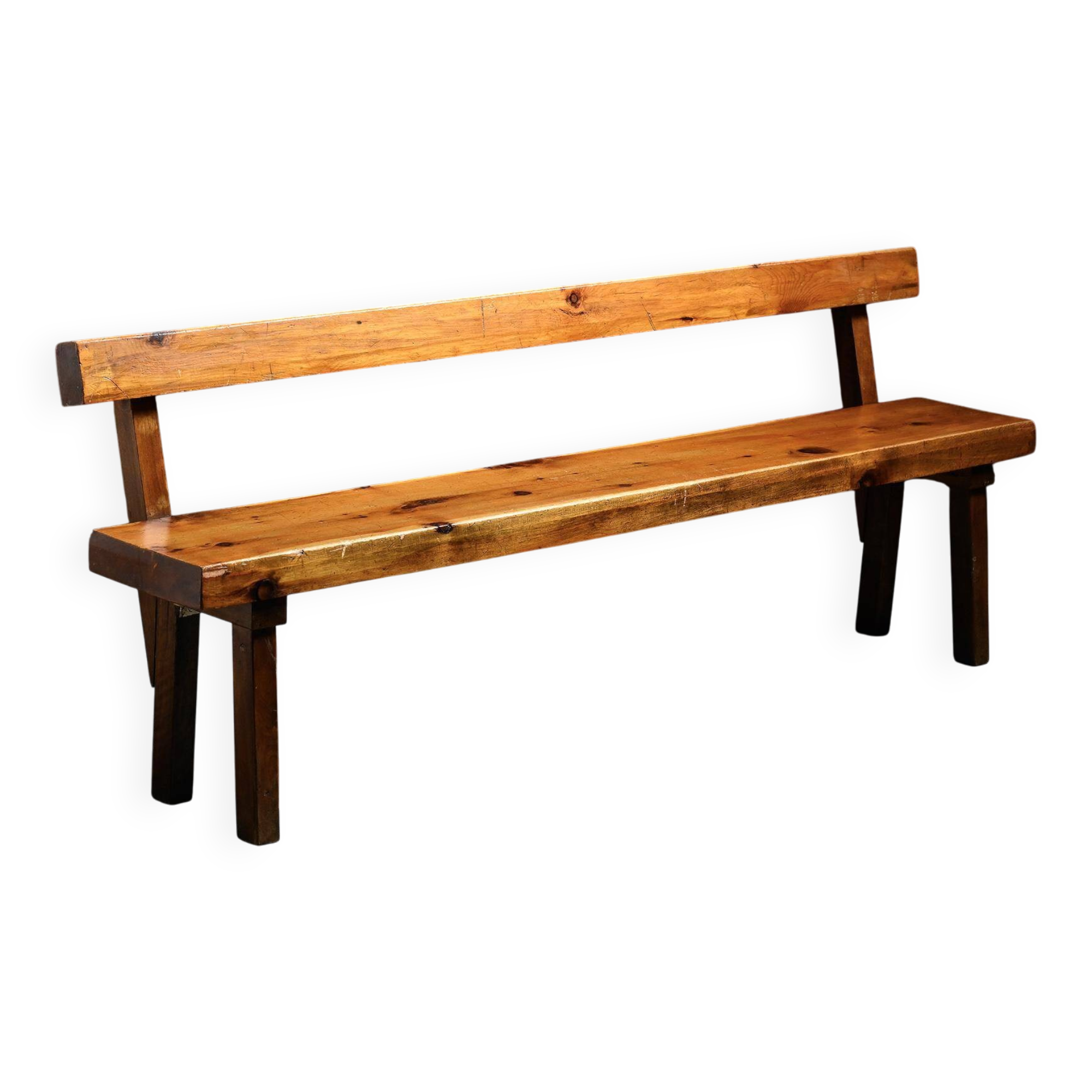 Banc en pin massif par Christian Durupt, circa 1960