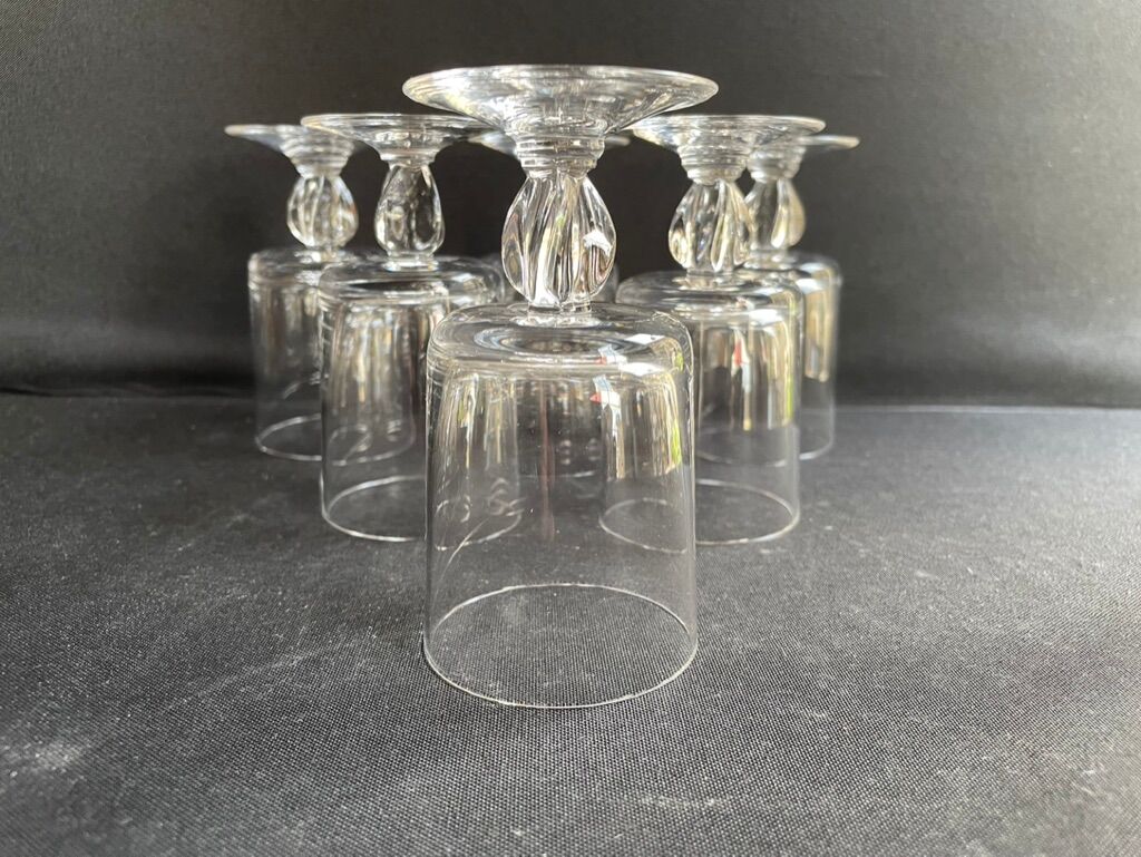 6 twisted plain crystal port glasses – Typical of the 1960s-1970's
