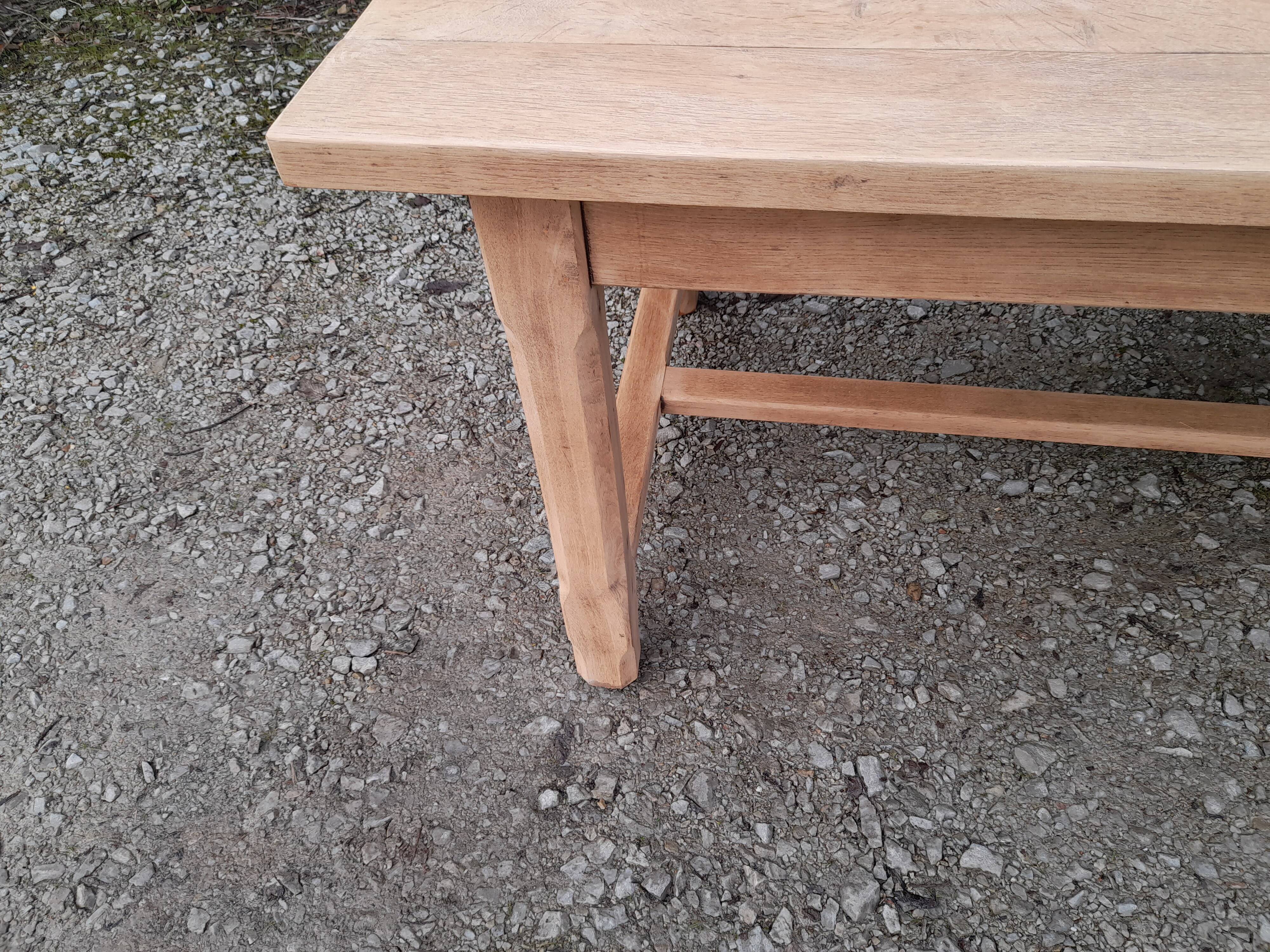 Farm table in solid oak wood raw