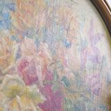 Oil on oval panel "bouquet of flower"