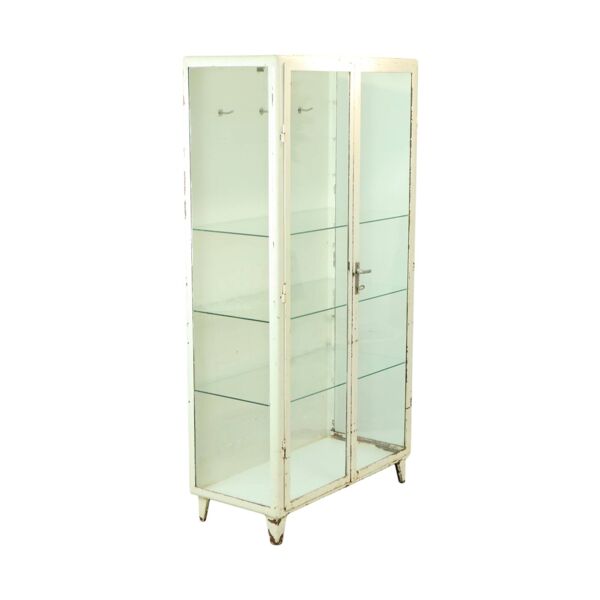 Ancienne armoire à pharmacie en métal Armoire à pharmacie en verre Industrielle des années 1970