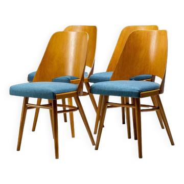 Ensemble de 4 chaises de salle à manger, Radomír Hofman, années 1960, Tchécoslovaquie