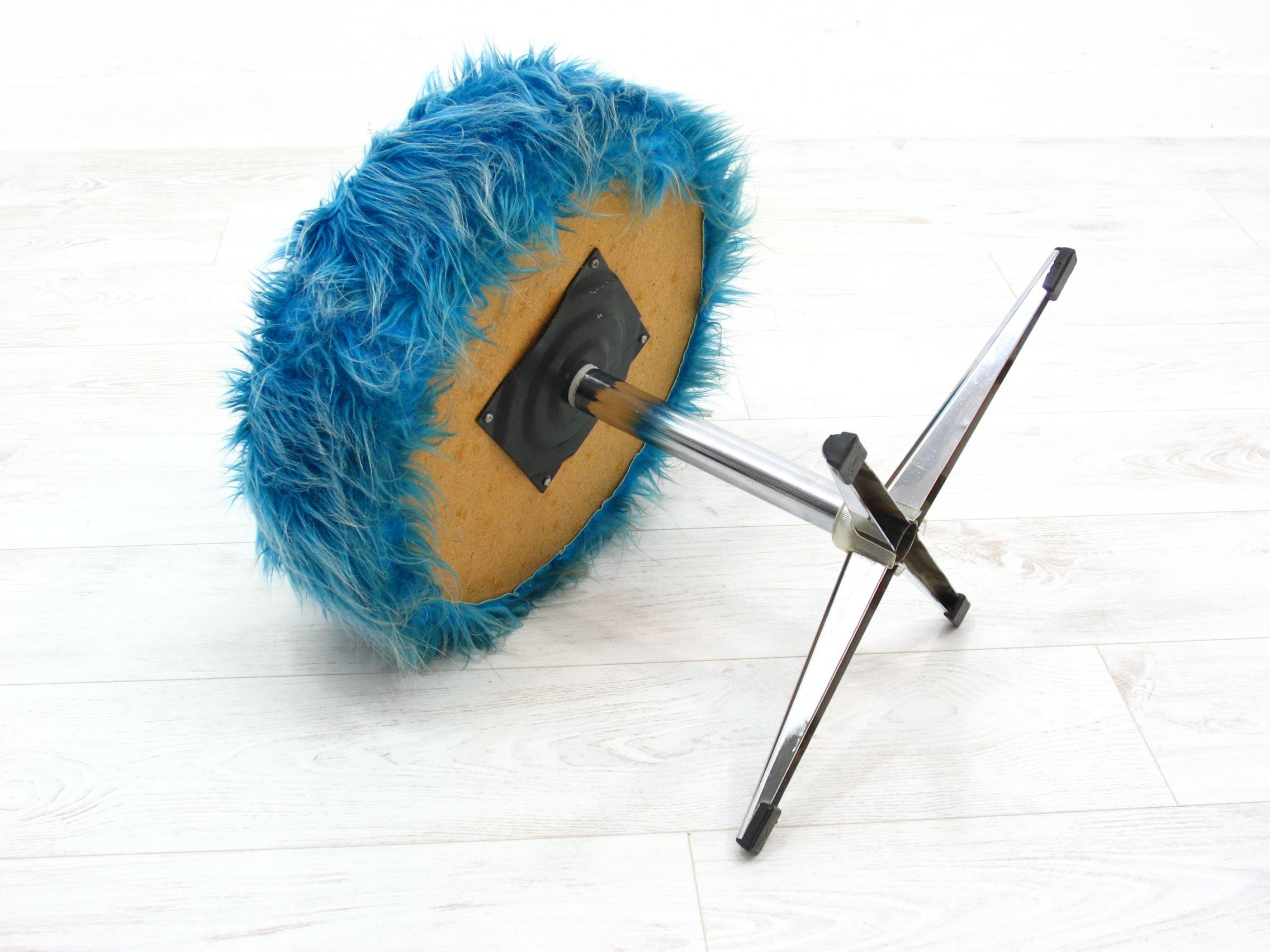 Vintage stool in metal & fabric, 1970s