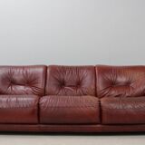 Vintage leather 3 seater sofa Mobil Girgi, 1970s