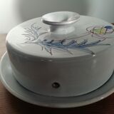 Vallauris cheese bell and dish with thistle decor from the 60s