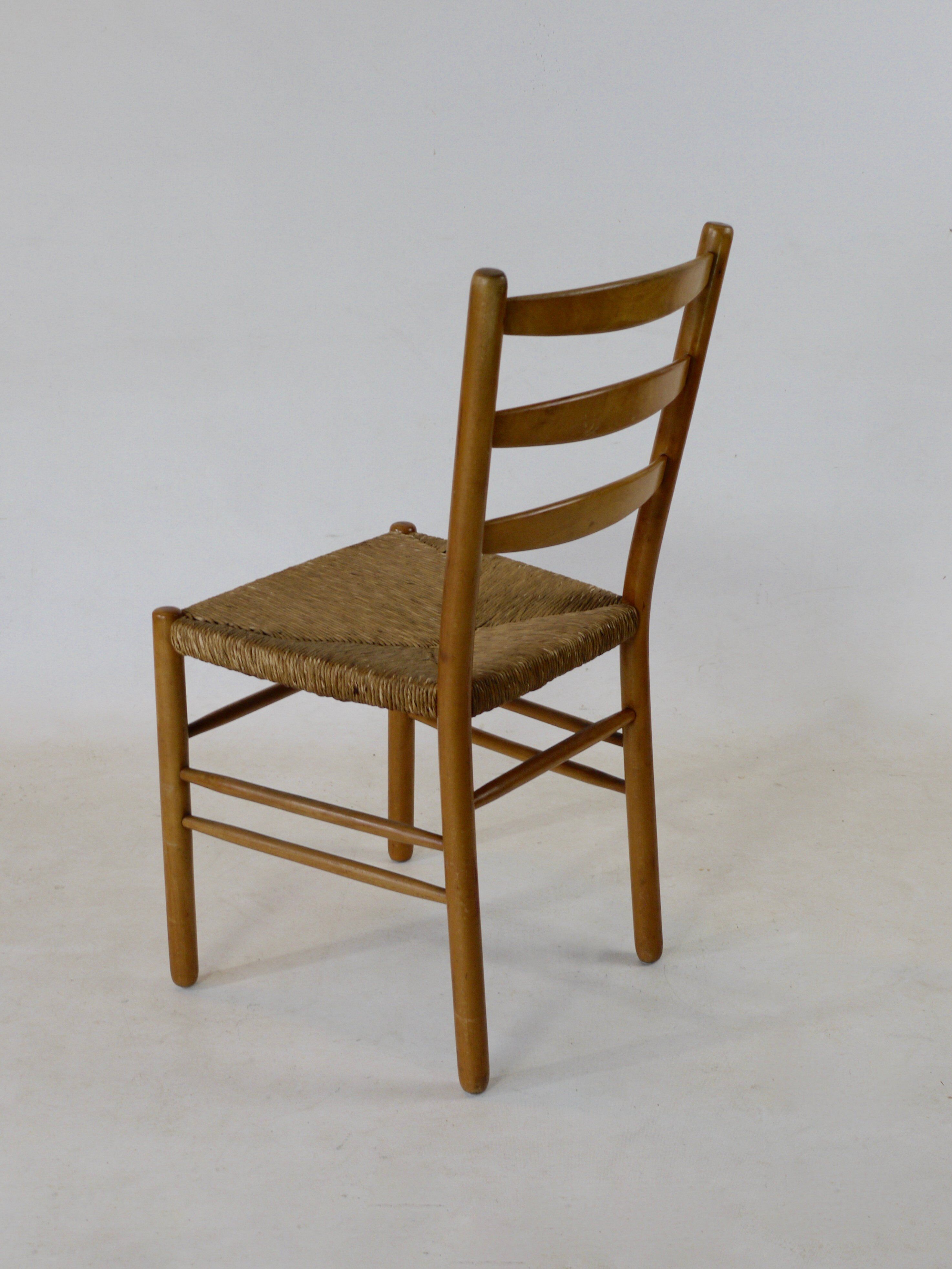 rush seated dining chairs by Hein Salomonson, 1950s, Set of 4