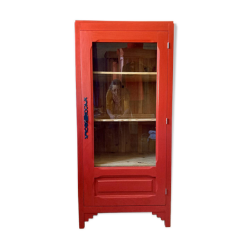 Glazed pine solid wood bonnetière