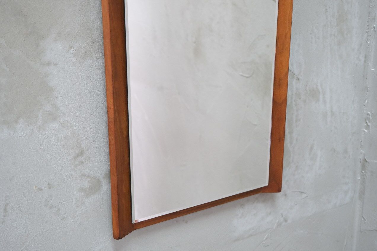 Mid-Century German teak wall mirror from FF Geschliffen , 1960s