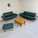 Salon complet canapé cuir teck design scandinave Komfort Danish