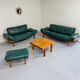 Complete living room sofa with Scandinavian design teak leather Komfort Danish