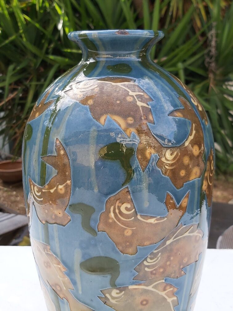 Vase Emile Simonod Savoie fish decorations