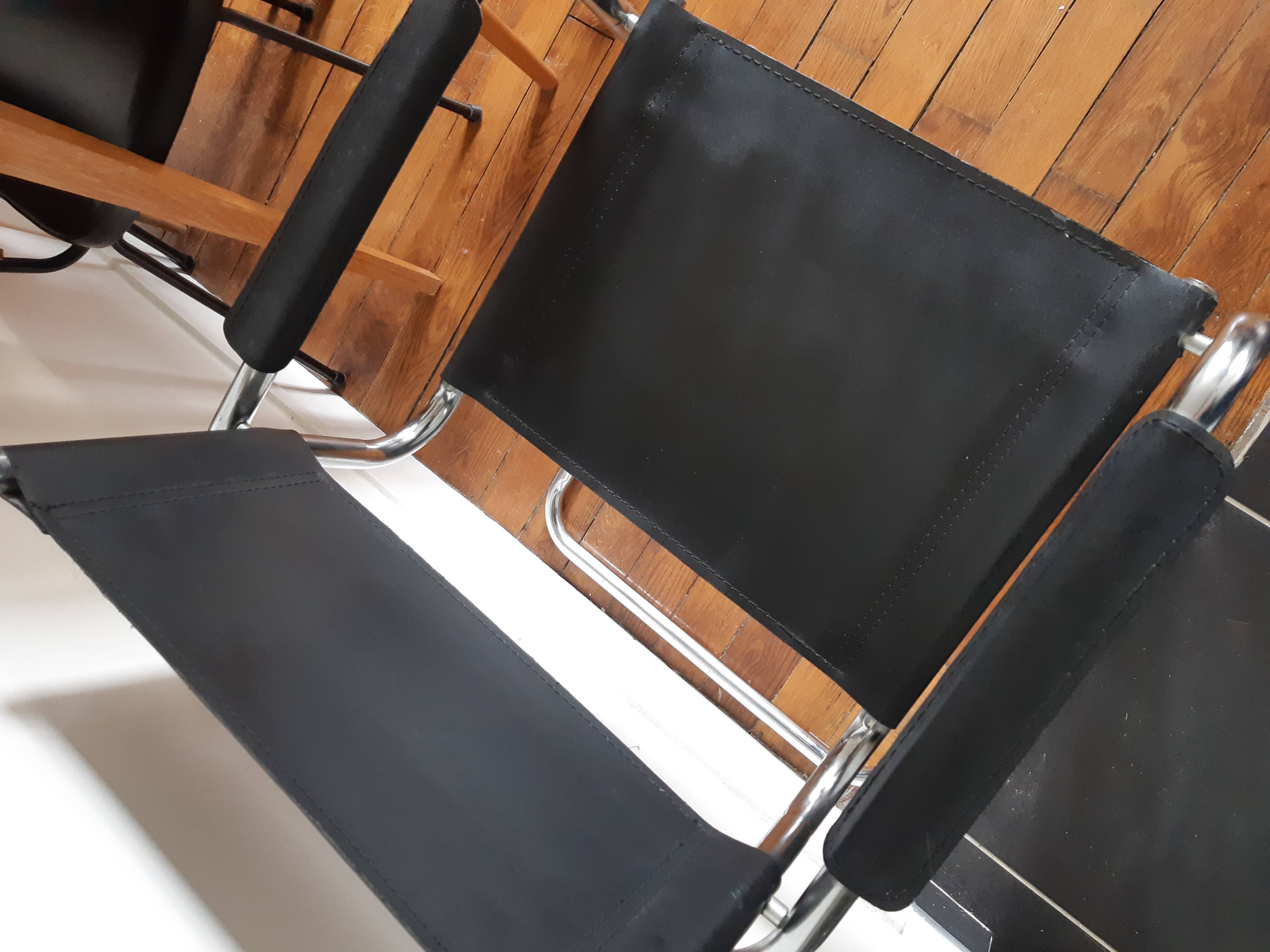 Lot of 3 vintage metal and skai armchairs