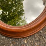 Vintage oval mirror in solid wood 1960 60x48cm