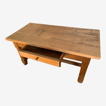 Country coffee table with raw wood top