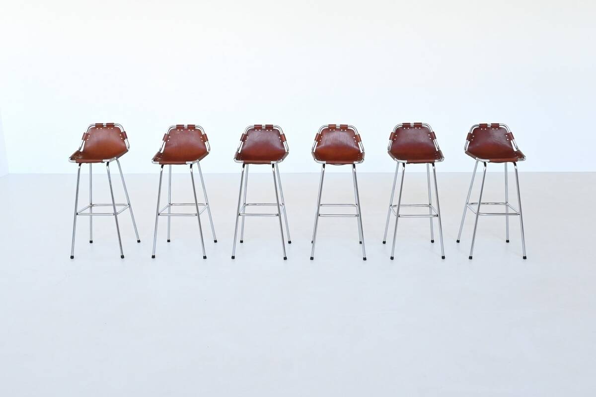 Charlotte Perriand bar stools in leather Les Arcs Ski Resort France 1960