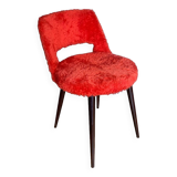 Barrel chair in red toupee, vintage, seventies, compass base.