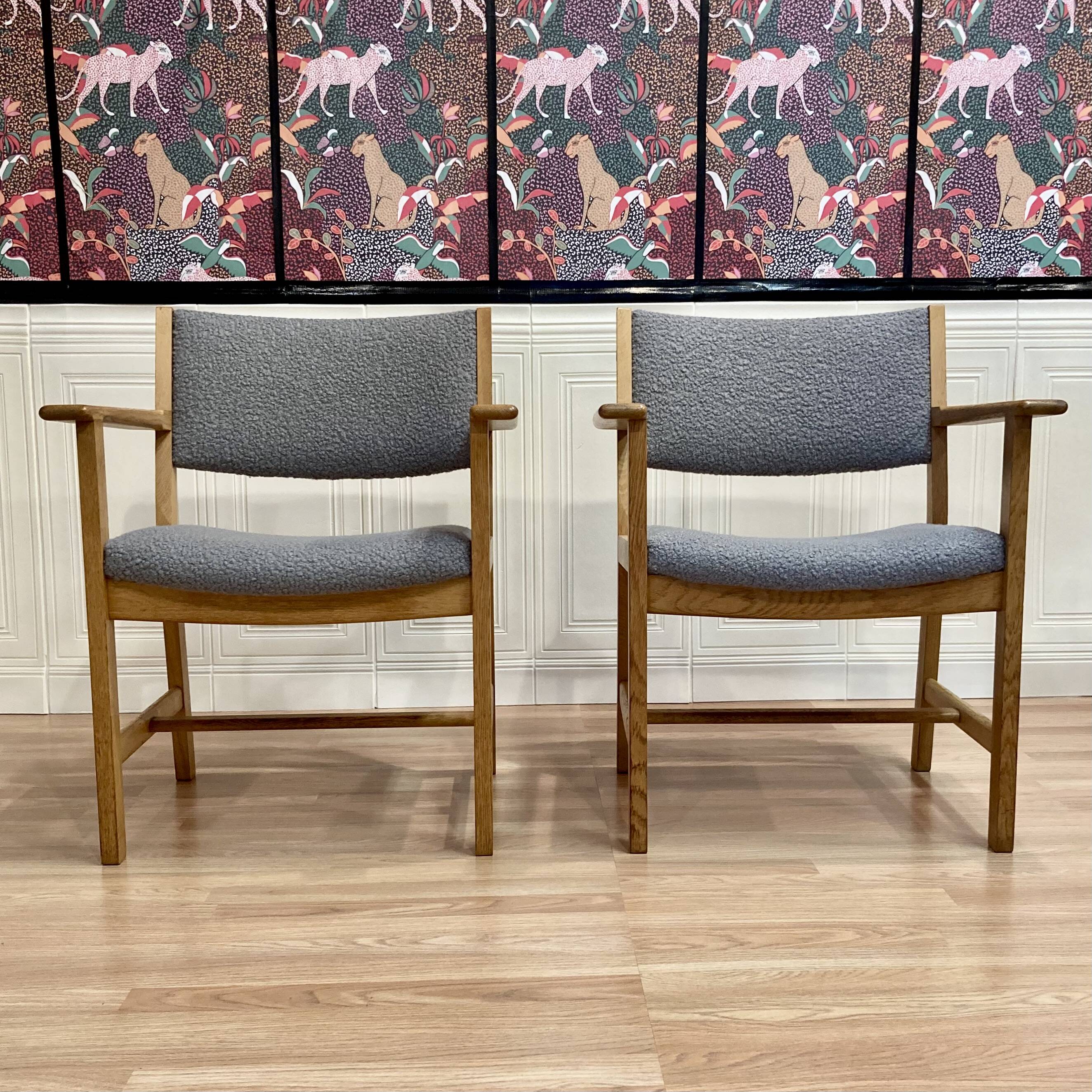 A PAIR OF ARMCHAIRS STAMPED "HANS WEGNER" 1960.