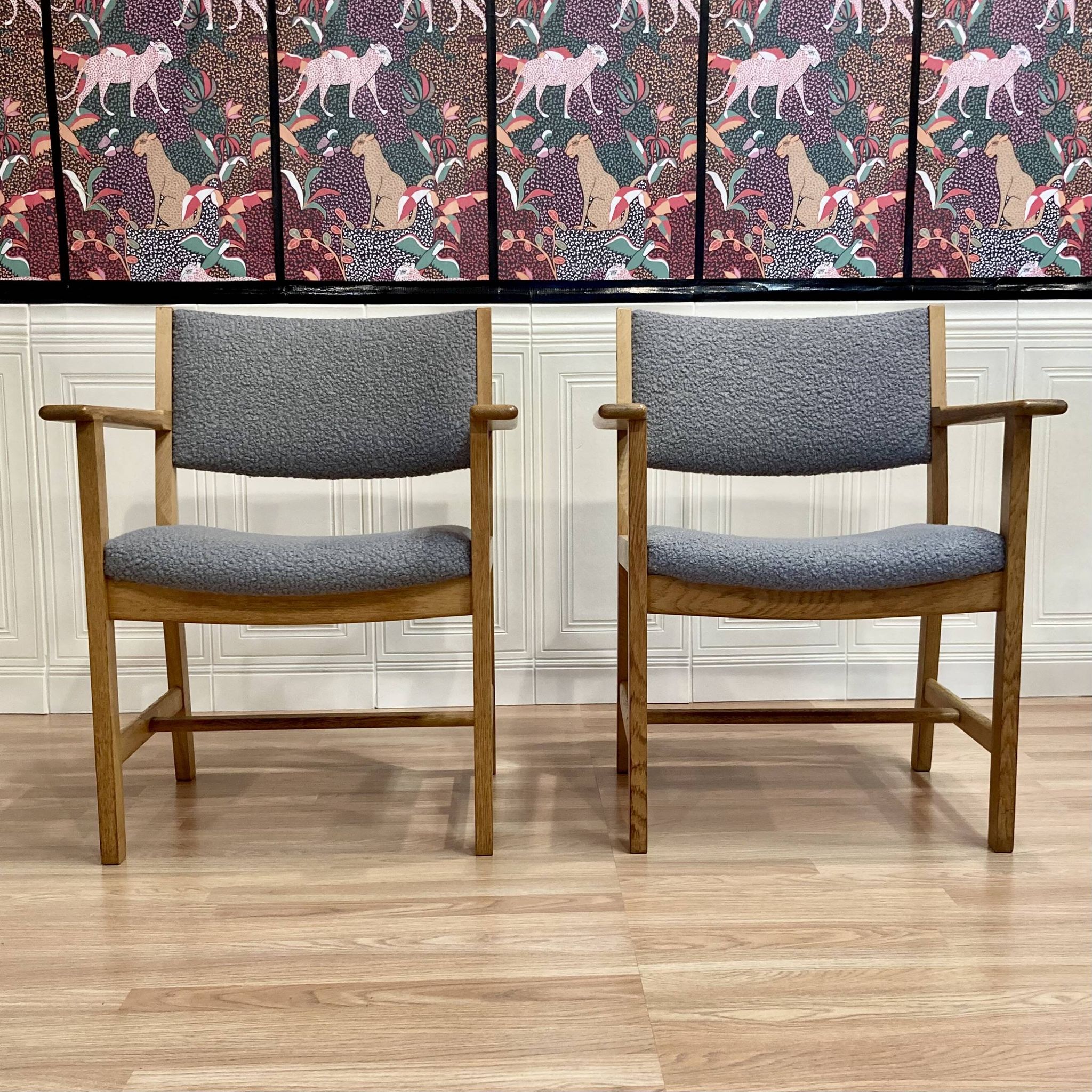 A PAIR OF ARMCHAIRS STAMPED "HANS WEGNER" 1960.
