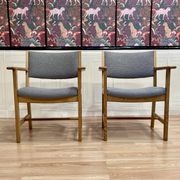 A PAIR OF ARMCHAIRS STAMPED "HANS WEGNER" 1960.