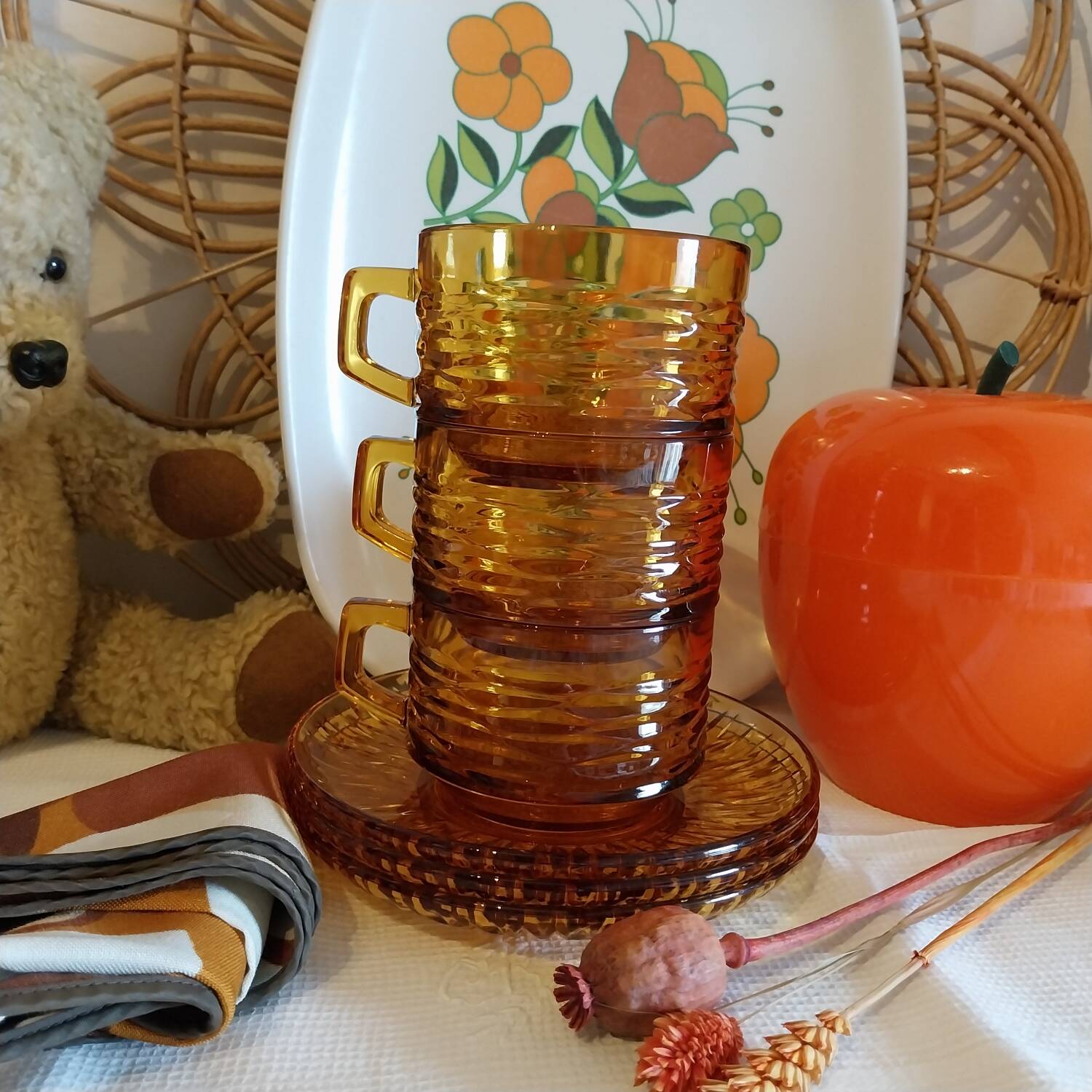 Large vintage glass cups by Vereco