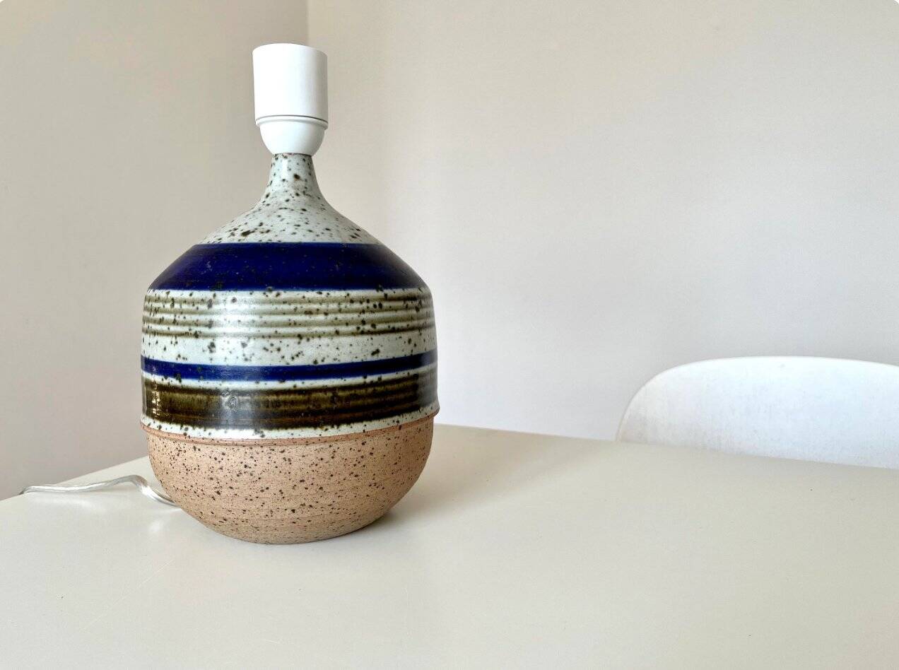 Handmade stoneware ceramic table lamp by Marianne Starck for Michael Andersen, Bornholm, Denmark, 1960s