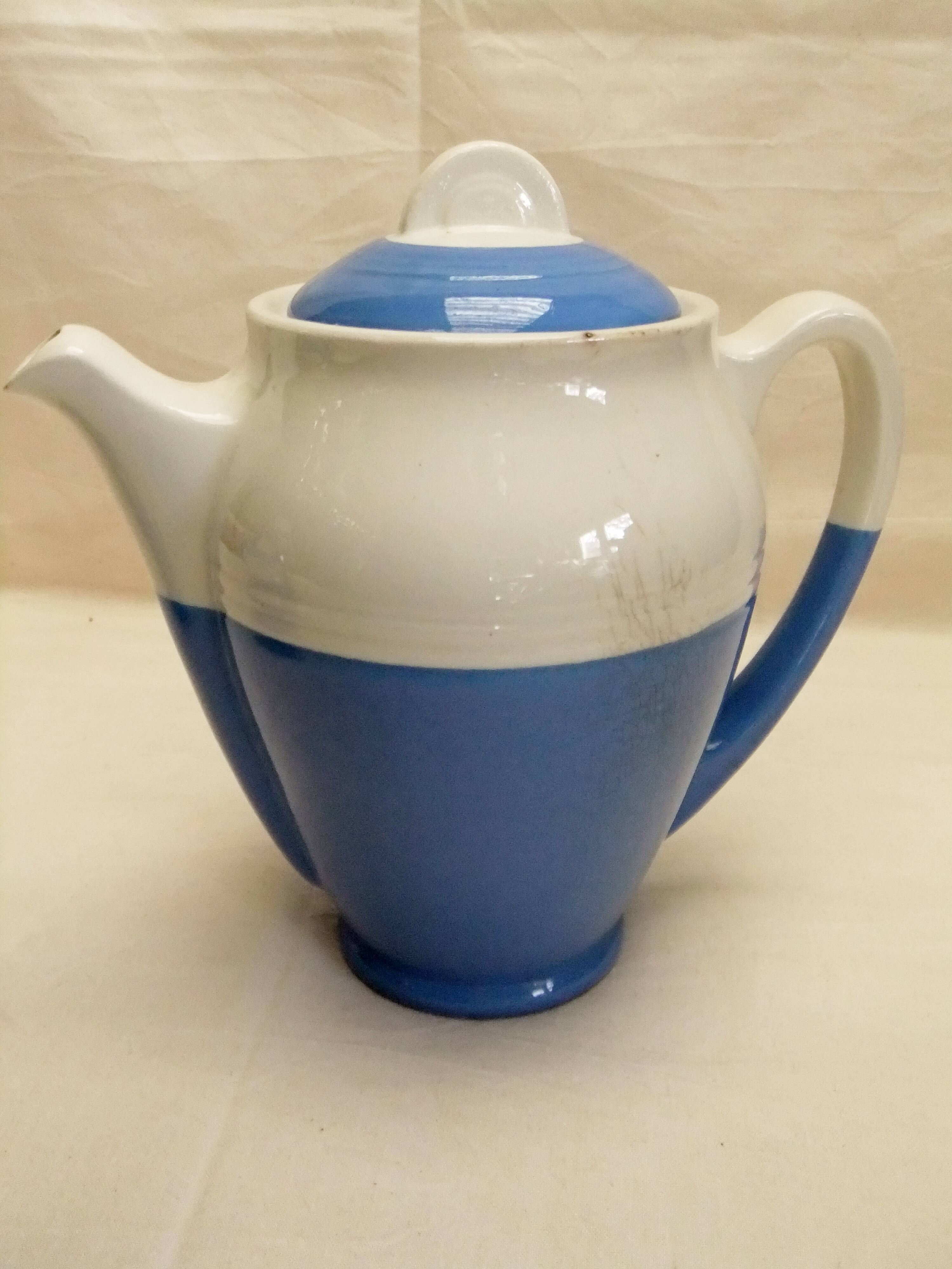 Vintage Ceranord coffee service pot coffee maker sugar bowl blue white