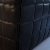 Ensemble de Salon Kashima Vintage en Cuir Noir par Michel Ducaroy pour Ligne Roset, 1976, Set de 3
